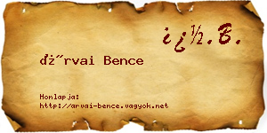 Árvai Bence névjegykártya